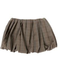 Miu Miu - Prince Of Wales-Check Bubble Wool Mini Skirt - Lyst