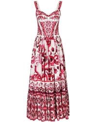 Dolce & Gabbana - Vestido tipo bustier con estampado mayólica - Lyst