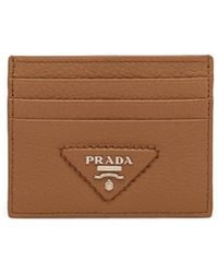 Prada - Triangle-logo Leather Cardholder - Lyst