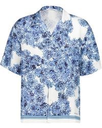 Givenchy - Couture Seam Pompom Flower-Print Silk Bowling Shirt - Lyst