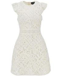 Emporio Armani - Crochet-Knit Cap-Sleeve Mini Dress - Lyst