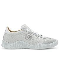 Philipp Plein - Baskets À Empiècements En Peau De Python Et Bords En Daim - Lyst