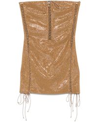 GIUSEPPE DI MORABITO - Vestido corto con tirantes cruzados y apliques de cristal - Lyst