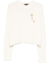 Maje - Jumper With Floral Brooch - Lyst