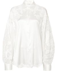 Ermanno Scervino - Lace-Panelled Satin Shirt - Lyst