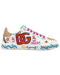 Dolce & Gabbana - Baskets En Cuir À Logo Imprimé - Lyst