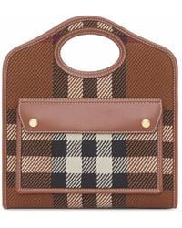 Burberry - Checked Top-Handle Clutch Bag - Lyst