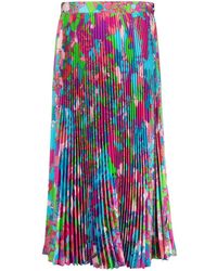 Versace - Falda midi plisada con estampado abstracto - Lyst