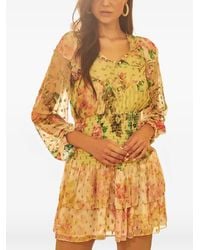 Hemant & Nandita - Jolie Floral-Print Ruffled Mini Dress - Lyst
