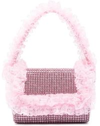 Self-Portrait - Crystal-Embellished Lace-Detail Shoulder Bag - Lyst