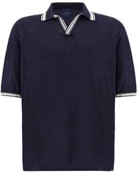Paul & Shark - T-Shirt En Lin À Col Ouvert - Lyst