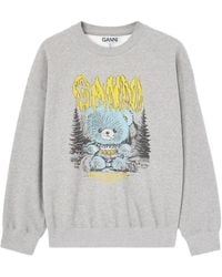 Ganni - Crewneck Sweatshirt With Forest Teddy - Lyst