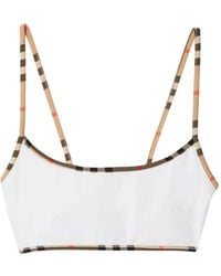 Burberry - Top Bikini Con Bordo A Quadri - Lyst