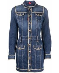 DSquared² - Fitted Denim Shirt Dress - Lyst