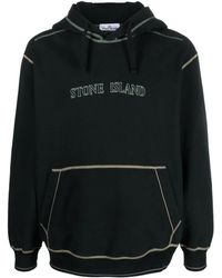 Stone Island - Hoodie en coton à logo brodé - Lyst