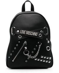 Love Moschino - Rockstud Rucksack mit Logo-Schild - Lyst