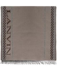 Lanvin - Bufanda con logo y flecos - Lyst