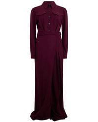 Alberta Ferretti - Button-Up Pleated-Skirt Maxi Dress - Lyst