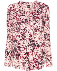 BOSS - Floral-Print Satin Shirt - Lyst