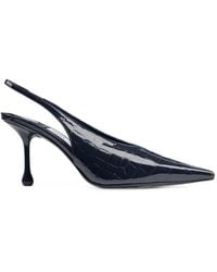 Jimmy Choo - Isa 80 Marine Shiny Croc-Embossed Leather Slingback Pumps - Lyst