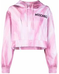 Moschino - Brushstroke-Print Cropped Hoodie - Lyst