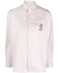 Sporty & Rich - Logo-embroidered Striped Cotton Shirt - Lyst