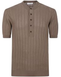 Cruciani - Ribbed-Knit Short-Sleeve Polo Shirt - Lyst