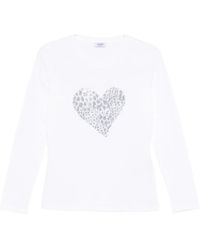 Liu Jo - Heart-Embellished Long-Sleeve T-Shirt - Lyst