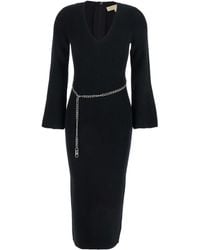 MICHAEL Michael Kors - Geripptes Midikleid mit Kettengürtel - Lyst