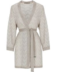 D.exterior - Metallic-Thread Belted Cardigan - Lyst