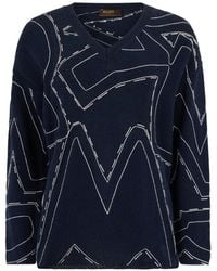 Moorer - Geometric Design V-Neck Sweater - Lyst
