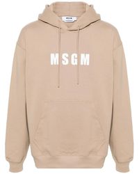 MSGM - Logo-print Cotton Hoodie - Lyst