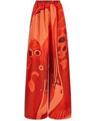 Ferragamo - Silk Palazzo Trousers - Lyst