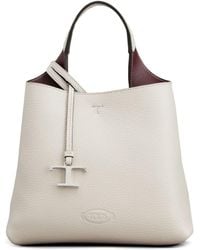 Tod's - Logo-pendant Leather Tote Bag - Lyst