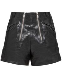 Prada - Double-zip Leather Shorts - Lyst