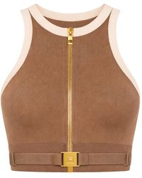 Elisabetta Franchi - Zip-Up Crop Top - Lyst