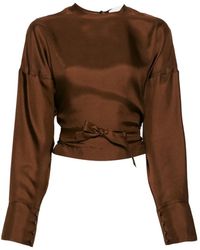 Co.Go - Satin-Finish Tie-Waist Top - Lyst