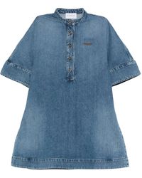 Givenchy - Embroidered Button-Placket Mini Dress - Lyst