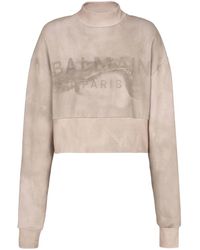 Balmain - Cropped-Sweatshirt Mit Logo-Print - Lyst
