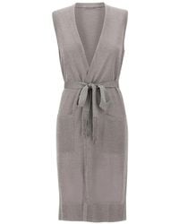 Kangra - Lurex-Knit Belted Cardi-Coat - Lyst