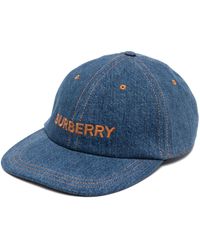 Burberry - Embroidered-logo Denim Baseball Cap - Lyst