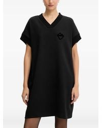 Iceberg - V-Neck Logo Mini Dress - Lyst