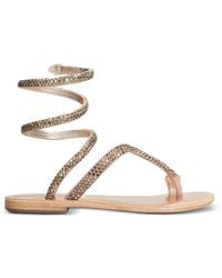Fusion - Crystal-Embellished Wrap-Around Sandals - Lyst