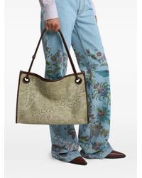 Etro - Medium Eyes Jacquard Denim Tote Bag - Lyst