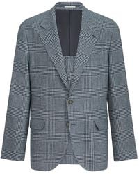 Brunello Cucinelli - Comfort Wool And Cashmere Prince Of Wales Flannel Deconstructed Blazer With Metal Buttons - Lyst