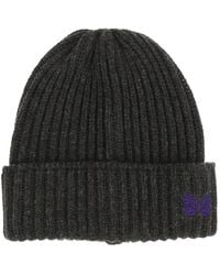 Needles - Butterfly-Embroidered Wool Beanie Hat - Lyst