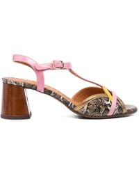 Chie Mihara - Ryejo T-Strap Snake-Effect Leather Sandals - Lyst