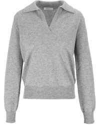 Kangra - Open-Collar Long-Sleeve Sweater - Lyst