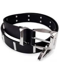 Pinko - Leather Belt With Rectangular Studs, 3 Cm - Lyst