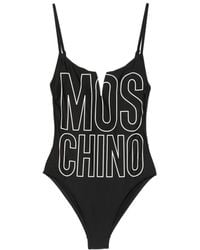 Moschino - Logo-Print V-Neck Swimsuit - Lyst